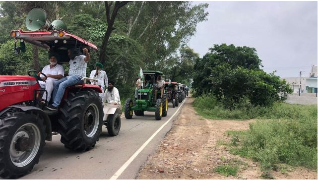 Punjab farmers tractor rally protest against land pooling